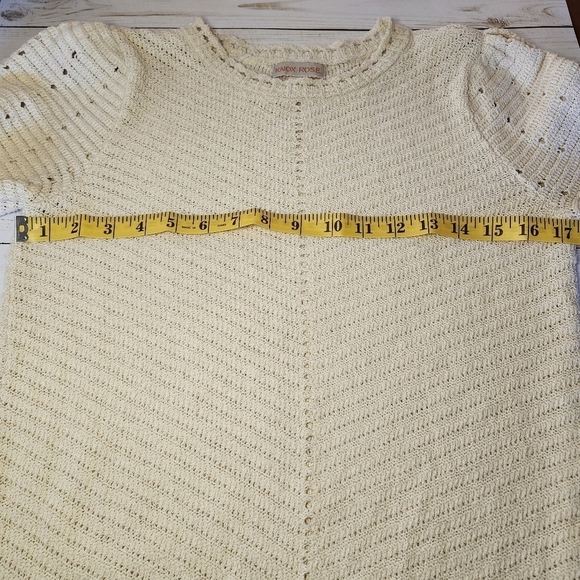 Knox Rose Pointelle Pullover Sweater, 75% Cotton, Natural Cream, Size X-Small - Picture 6 of 8